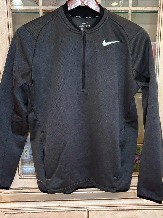 Nike Other - Nike Men’s Charcoal Black Half-Zip Dri-FIT Performance Jacket with White Swoosh